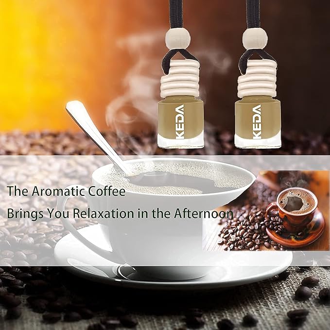 Car Air Freshener 4ml Car Scents | 6pcs 45-Days Keep Fragrance | Automotive Hanging Diffuser Bottles | Remove Auto Odor Long-Lasting Fresh Air for Home Deodorize (Coffee, 6pcs)
