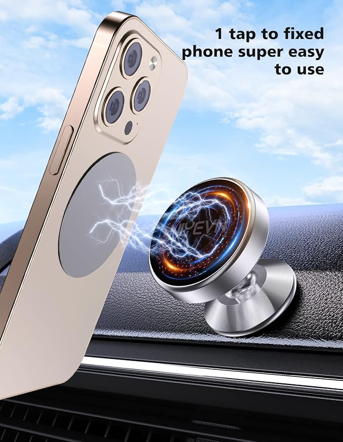 2 Pack Magnetic Phone Holder for Car, [ Strong Magnet ] Magnetic Phone Holder, Dashboard Phone Holder Mount 360 Adjustable, Car Mount for iPhone Samsung etc All Smartphones, Sliver