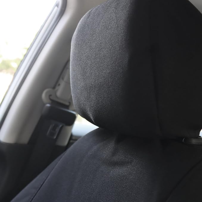 Champlus Car Seat Covers, Canvas Seat Protectors for Two Front Seats, Universal Fits Sedan Cars, SUVs, Trucks, and Mini Vans, Airbag Compatible, Quick Install, Set of 2, Black