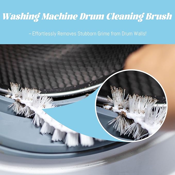 Washing Machine Cleaning Brush,Dryer Vent Cleaner Kit,Crevice Brush for Bathroom, Shower & Kitchen - Scrub Brushes with Long Handle,Household Cleaning Tools Tile, Bathtub, Sink, Grout Cleaning Brushes