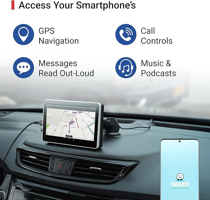 Car and Driver INTELLIDASH with Apple Carplay and Android Auto, 7'' IPS Touchscreen Multimedia Player with Bluetooth, Mirror Link, SiriusXM, Google, Siri Assistant Dash or Windshield Mounted
