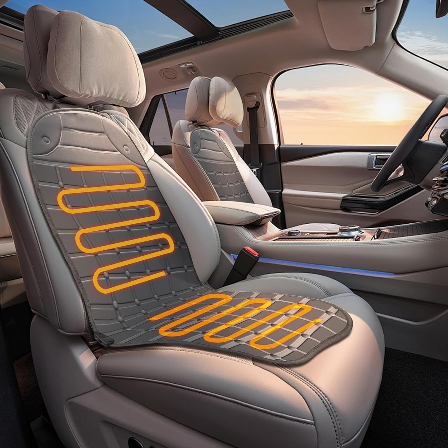 Seat Cushion for Cold Weather - Winter Soft Seat Cover with Adiustanle Buckle for Full Back and Seat (Black)