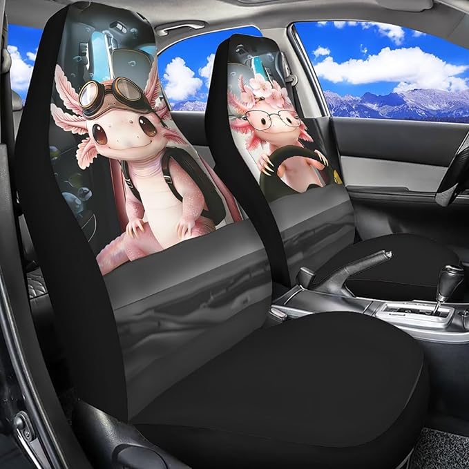 Axolotl Car Seat Covers Front Seats 2 Pack Cute Car Seat Cover Protector Front Seats Easy Installation Removable Automotive Accessories Interior Covers for Sedan SUV