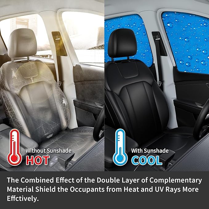 Aokway Side Window Sunshade Sun Shade for Car Window Double Thickness Auto Windshield Sunshades Curtain Universal Fit for Driver for Baby UV Protection (Front Side 2pcs)