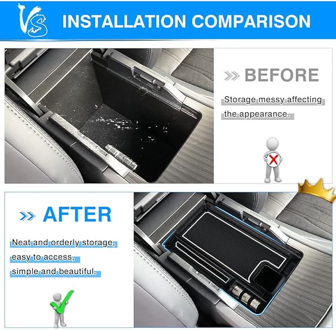 Autorder Center Console Organizer for 2021 2022 2023 2024 Toyota Venza Accessories Armrest Storage Box Secondary Insert Tray with 2 Color Mats