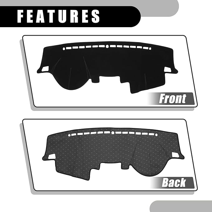 Dash Cover - Car Center Console Non-Slip Dash Board Mat - for Kia Forte 2009-2016 - Polyester Black - 1Pc