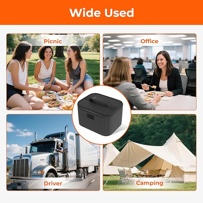Portable Electric Lunch Box Food Heater,12V/24V/110V 3-in-1 Food Warmer Box, Mini Portable Oven Car Food Warmer, Heated Lunch Bag for Adults Office Travel Work Truck Meal Reheating