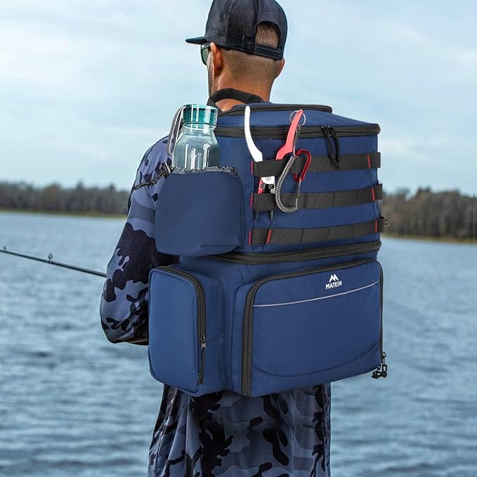 MATEIN Fishing Backpack, Water Resistant Tackle Storage Bag with Rod Holders & Cooler, Fishing Gifts for Men