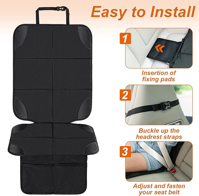 Car Seat Protector,2Pack Car Seat Cushion,with Thickest Padding and Non-Slip Backing,Waterproof 600D Fabric Car Seat Covers with Storage Pockets for Baby for Baby、Pet and All Types of Cars