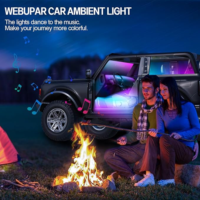 WEBUPAR Dreamcolor Acrylic Interior Car Lights, 22 in 1 RGB Car LED Strip Lights with APP Control and 213 Color Modes, Car Accessories Car Decorative Lights, Neon Car Ambient Lighting Kits