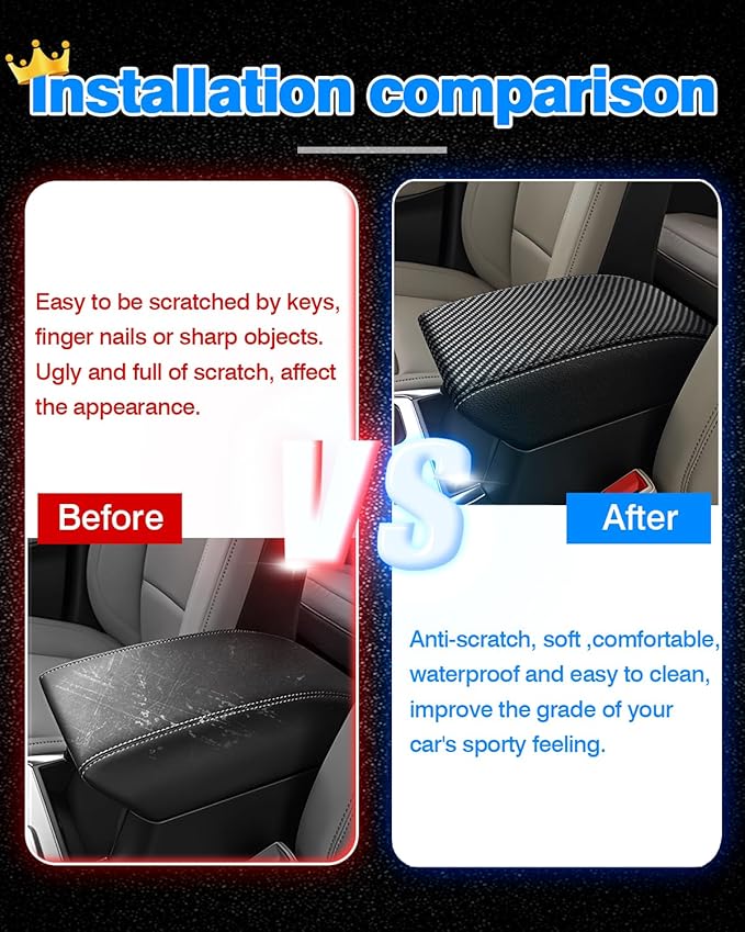 Autorder Center Console Cover for Ford Explorer 2020-2026 Accessories Armrest Cover Carbon Fiber Anti-Scratch Middle Console Pad Leather Armrest Protector