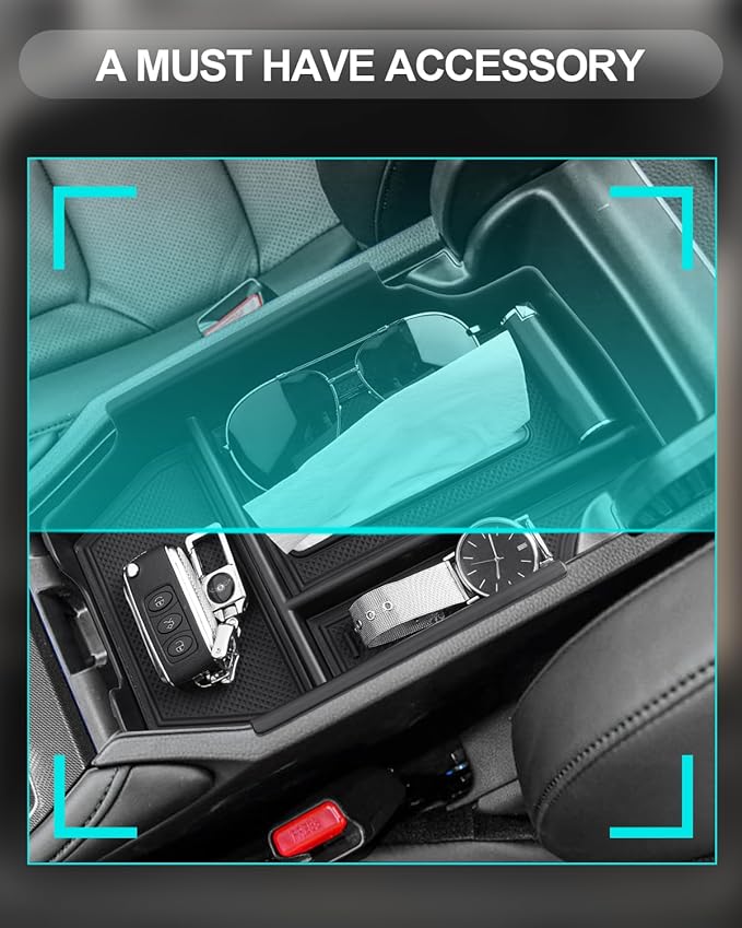 CDEFG for 2023-2025 2026 Honda Accord Center Console Organizer with Tissue Dispenser Slot 2025 2026 Accord Hybrid Accessories Armrest Tray Storage Box(Included Tissue Pack)