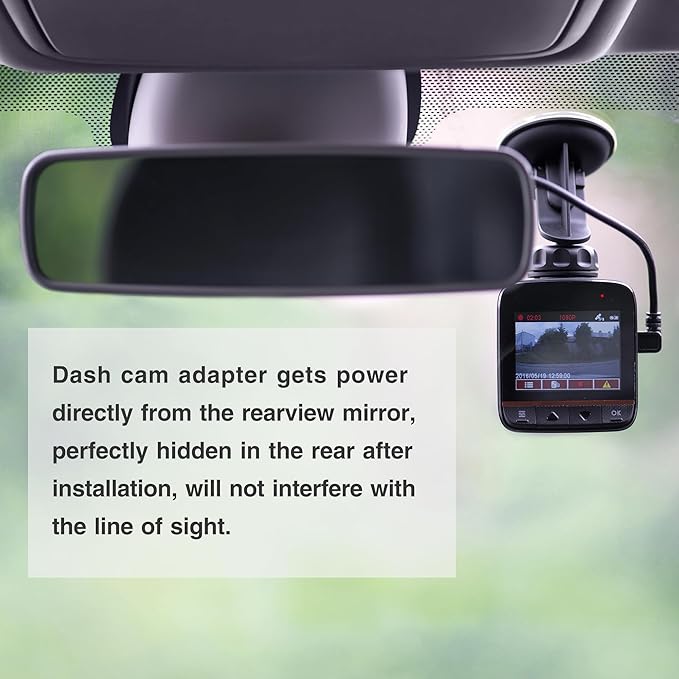 GPS Dash Cam Power Adapter, (10Pin Type H Connector)Mirror Camera Radar Charger Station GPS Dashcam Charger Cable for Select Hyundai/Kia,Genesis,Niro and More with Auto-dimming Rearview Mirror
