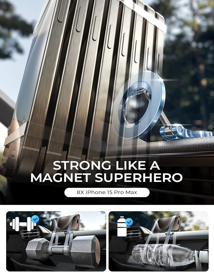 LISEN for iPhone MagSafe Car Mount [24 Strong Magnets] 360 Degrees Ultra Magnetic Phone Holder for Car Dashboard, Universal Car Phone Mount Magsafe Accessories for iPhone17 Pro Max Air 16 15 14, Blue