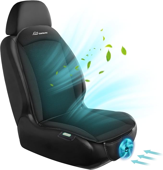 Snailax Car Seat Cooling Pad, Car Seat Cooler, Ventilated AC Seat Covers for Cars, Universal Fit Cool Car Seat, USB Cable Included