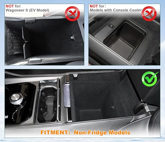 Center console Organizer Tray Compatible with 2022-2026 Jeep Wagoneer/L, 2022-2026 Jeep Grand Wagoneer/L Accessories, Armrest Storage Box with Coin Container（Not for Wagoneer S