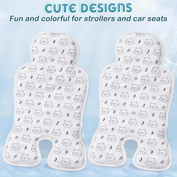 Pinkunn Gel Car Seat Baby Cooling Pad for Summer Breathable Stroller Cooler Pad Multifunctional Carseat Cooling Mat for Baby Child Dining Chair Safety Seat Stroller(White,Fox)