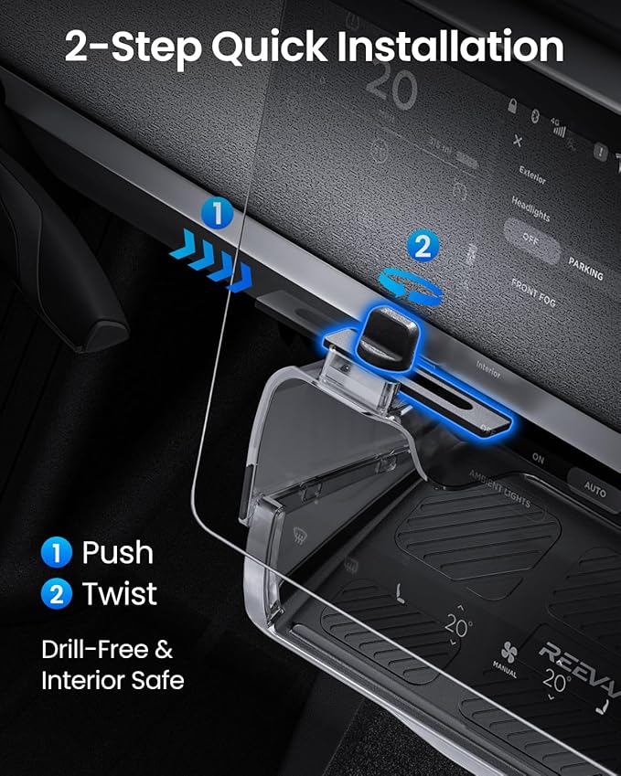 REEVAA Upgraded Tesla Model Y Hidden Under Screen Storage Box for Model Y 2020-2026 (Fit New Model Y Juniper) [One-tap Open & Stable Installation] Model Y Accessories, Center Console Organizer Tray