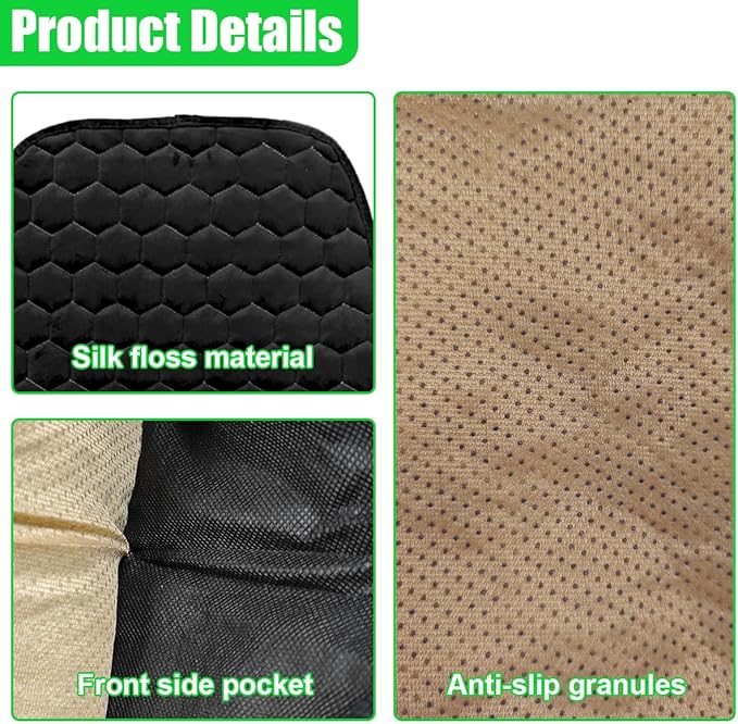 Car Seat Cover, Soft Plush Auto Bottom Seat Covers, Anti Slip Vehicle Front Seat Cushion Protector, Comfortable Car Interior Seats Pad Mat Accessories for Sedan, SUV, Truck (Black)