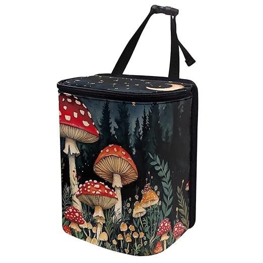Mushroom Car Trash Can Auto Garbage Bag with Lid Leak-Proof Car Storage Bag Garbage Bag Hanging for Headrest Portable Vehicle Backseat Organizer