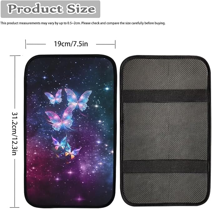 JoyLamoria Galaxy Butterfly Auto Center Console Pad Cover Car Armrest Cushion Soft Handrail Box Protector Universal Fit