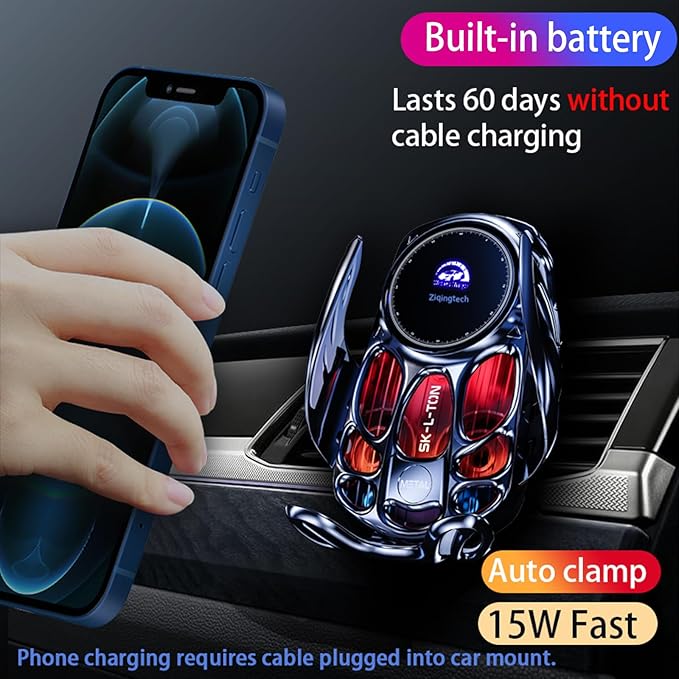 Ultimate Phone Holders for Your Car Wireless Charger, Cute Car Phone Holder,Auto-Clamping Mount Vent Goth Accessories Cradle for iPhone/Samsung Galaxy/Moto/Pixel
