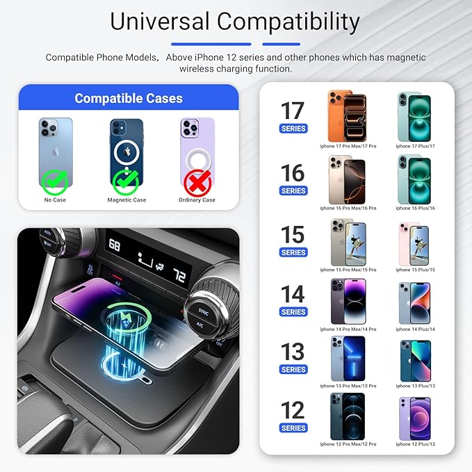 Xipoo Car Wireless Charger Compatible with 2019-2025 Toyota RAV4 Charging Tray Magnetic Wireless Phone Charging Pad Replacement for 2019-2025 Toyota RAV4 Accessories