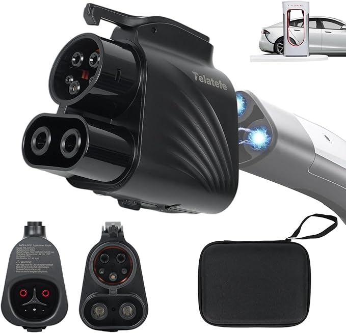 NACS to CCS1 Adapter for Tesla Supercharger - 250KW Max DC 500A 1000V, Compatible with Ford GM Hyundai Kia Rivian EVs,V3/V4 Charging Station Accessory, EV Car Charger Accessories