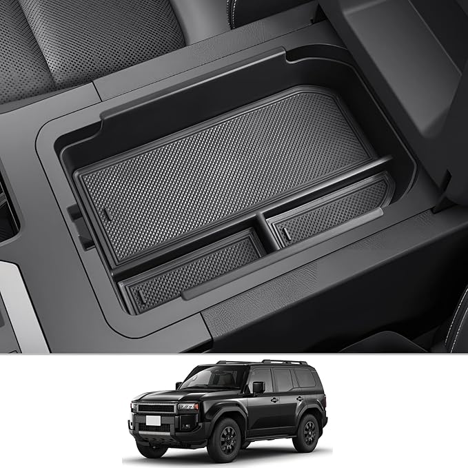 CDEFG 2026 Land Cruiser Center Console Organizer Compatible with 2024 2025 2026 Toyota Land Cruiser 1958 250 Prado J250 LC250 Accessories Middle Console Armrest Storage Box (NOT Fit with a Cool Box)