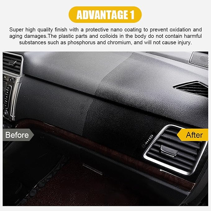 Car Trim Restorer, Automotive Plasticc Restorer, Restore Rubber Plasticc, UV Protective Restorer, Oil Free & Odor Less Restorer, Resist Water & Dirt, Long Lasting 60 ML Restore