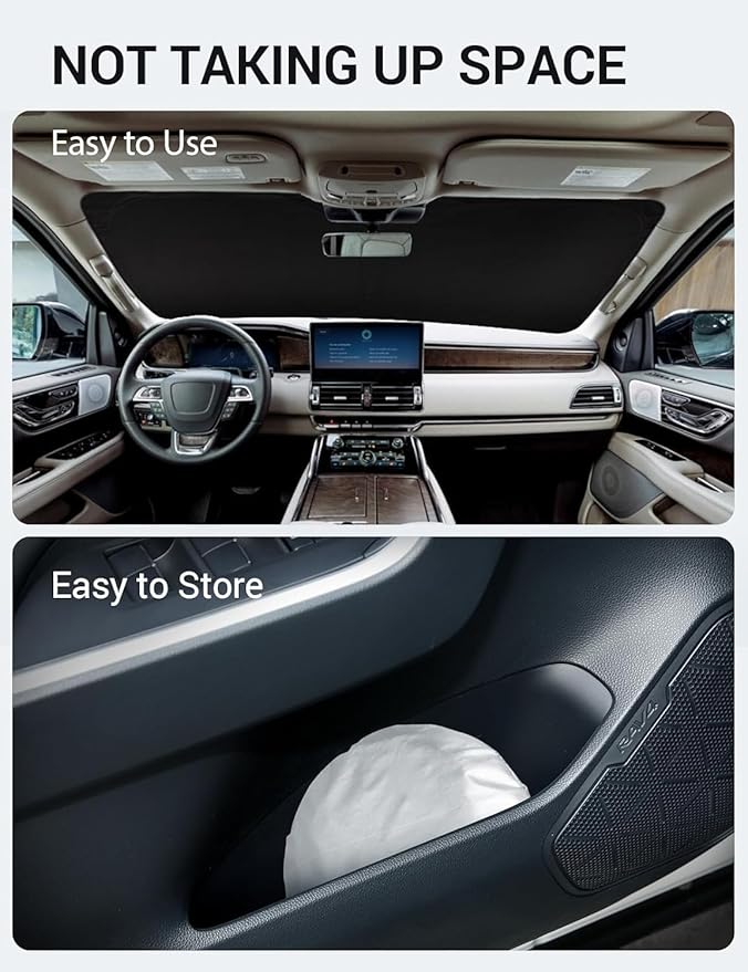 Proadsy 2026 Upgrade Front Windshield Sun Shade Foldable Sunshade Protector Custom Fit 2018–2024 Lincoln Navigator Accessories