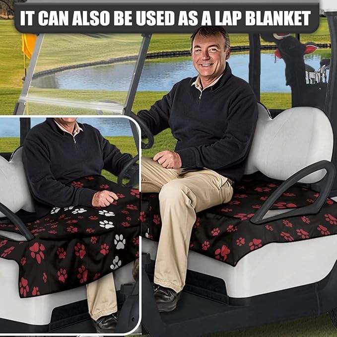 Biyejit Golf Cart Seat Covers with 4 Pockets Golf Cart Seat Towel Blanket Fits 2-Seat Golf Carts, Golf Cart Accessories