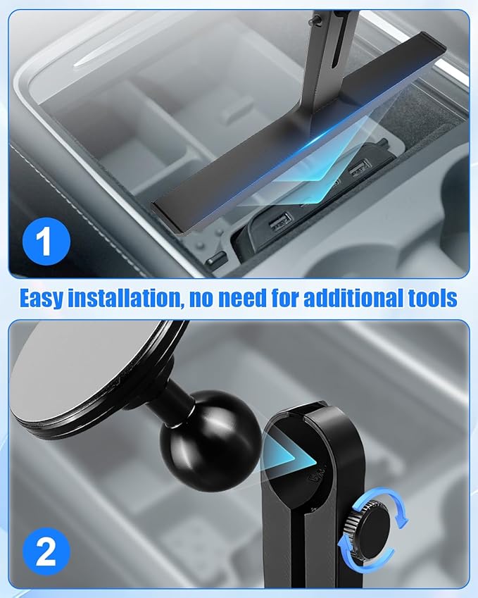 Wireless Charging Phone Holder Compatible with Tesla Model 3 2021-2023 and Y, Customized Center Console Holder, Compatible with iPhone and Android, Designed for Driving Safety