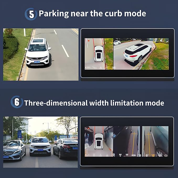 BY-J 360 Degree Bird View Surround System, 1080P Car DVR Recording Panoramic View, All Round Rear View Camera with AI Intelligence, for Car, SUV, Van Vehicles