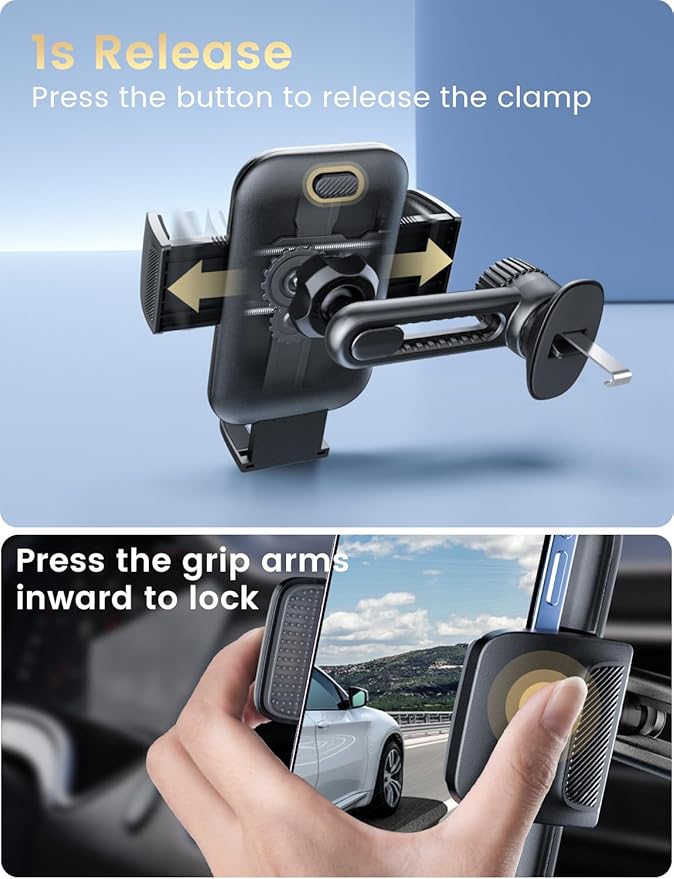 Phone Holders for Your Car: [Never Blocking] Air Vent Cell Phones Mount for iPhone 17 Pro Max & Samsung Android Smartphone [Thick Cases Friendly] Hands-Free Auto Mobile Phone Stand