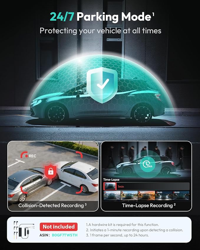 BOTSLAB 4K Dual Dash Cam Front and Rear [2026 Upgraded], STARVIS 2 Sensor, 64GB Card Included, Voice Control, 5GHz WiFi Dashcam Front and Rear Camera, Built in GPS, WDR Night Vision, 24H Parking Mode