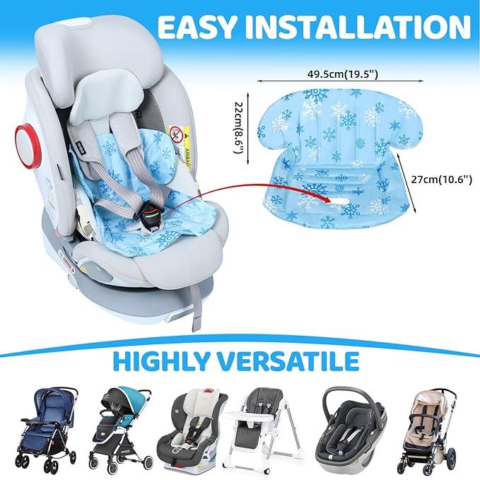 Orzbow Car Seat Cooling Pad for Babies, Toddlers, and Kids | Carseat Cooler Pad with Waterproof Seat Liner | Comfortable and Durable Cooling Cushion for Strollers, Baby Summer Essentials, Blue