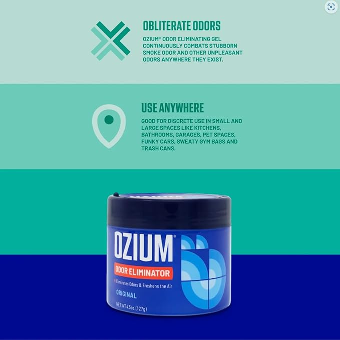 Ozium 4.5 Oz. Odor Eliminating Gel for Homes, Cars, Offices and More, Outdoor Essence, 2 Pack