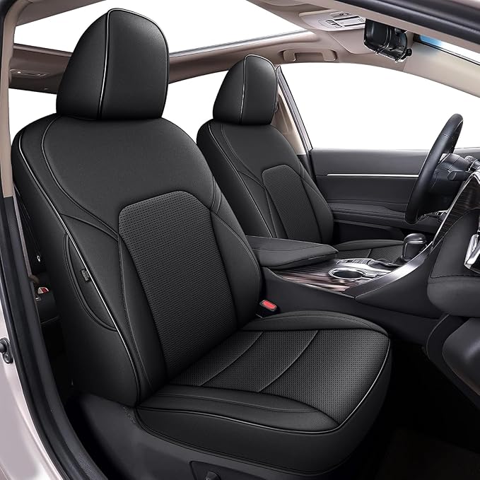 AOMSAZTO Custom Fit Seat Covers for Toyota Camry 2025 2026 LE SE Waterproof Truck Seat Cushion Protectors, Full Set Faux Leather (Black,Camry LE SE)