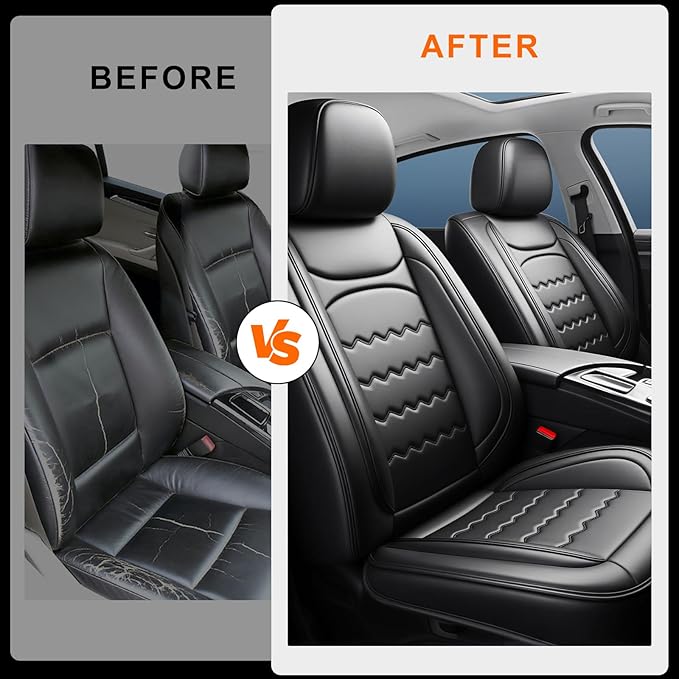 CX-50 Car Seat Covers Custom Fit for Mazda CX-50 2023-2026, Full Coverage Premium Leather Waterproof Breathable Seat Covers, Automotive Seat Protectors, Airbag Compatible(2 Front Seats, Black)