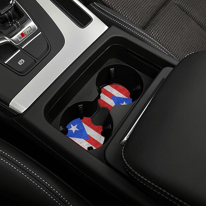 Boricua Puerto Rico Flag Steering Wheel Cover Frog Steering Wheel Cover Anti-Slip Breathable Universal for 15 Inch Car with 2 Pieces Car Coasters Suitable for Men Women