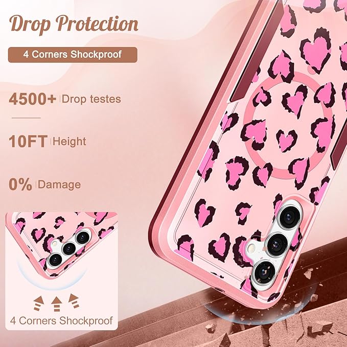 for Samsung Galaxy A14 5G Phone Case - Compatible with MagSafe Women Girls Cute Magnetic Protective Cover Fun Unique Girly Leopard Heavy Duty Shockproof Design for Samsung Galaxy A14 5G Cases