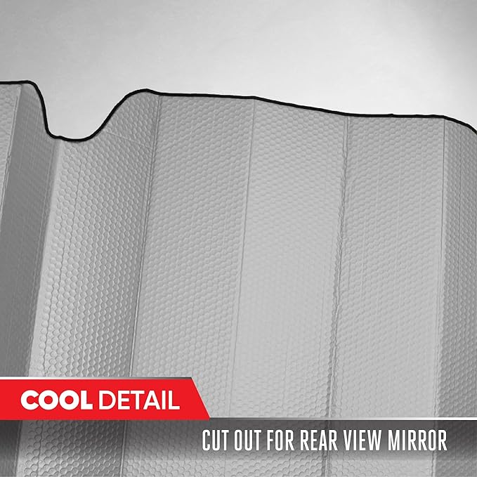 Motor Trend Gray Accordion Folding Car Windshield Sun Shade - Blackout Sun Visor for Car Windshield - Foldable Jumbo Sunshade and Front Window Truck Sun Screen for UV Sun Protection - 66 x 27