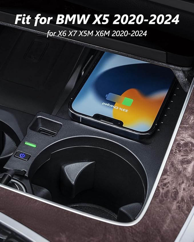 Wireless Charger for BMW X5 Accessories 2024 2023 2022 2021 2020,for BMW X6 X7 X5M X6M 2020-2024,for BMW X6 Wireless Charger Center Console Organizer for BMW X7 Accessories 2020-2024