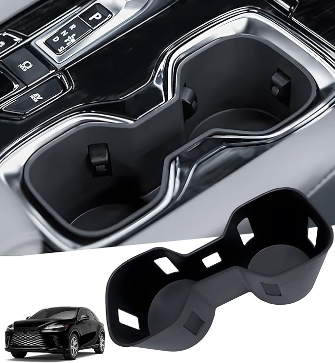 Center Console Cup Holder Inserts for Lexus RX 2025 2024 2023, TPE Interior Accessories Cup Holder Cover for Lexus RX 350 350h 550h 450h+, Black