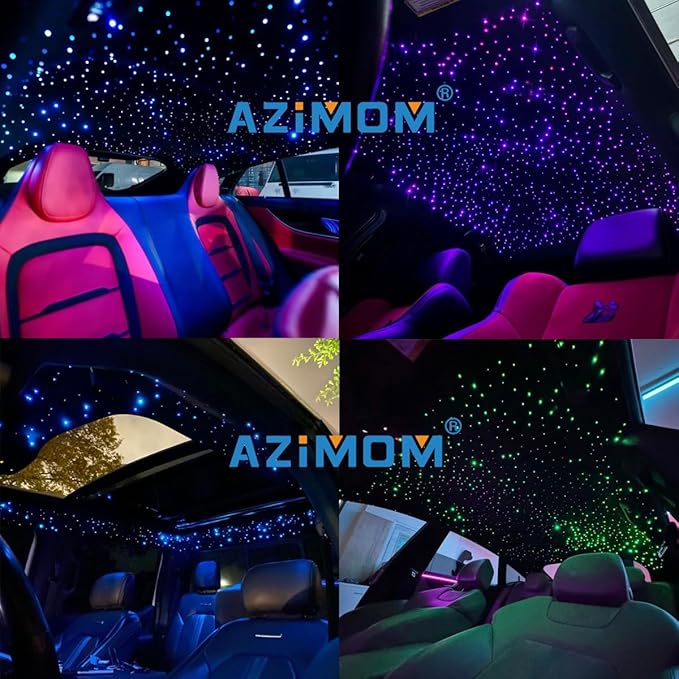 AZIMOM 16W Twinkle & Sound Activate 550pcs*0.03in*9.8ft Fiber Optic Starlight Headliner Kits for Car Home Star Ceiling Sky Decoration, APP& Remote Control Light Engine End Glow Fiber Strands
