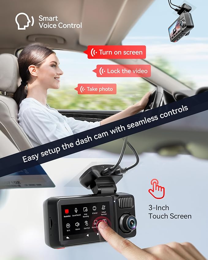 REDTIGER F17 Elite 4K Dash Cam 3 Channel, STARVIS 2 IMX678 & IMX675, 128GB Card, Full Night Color, 4K+2.5K+1080P Front and Rear Inside, Voice Control, 5GHz WiFi-30MB/s Download, GPS, HDR, Parking Mode