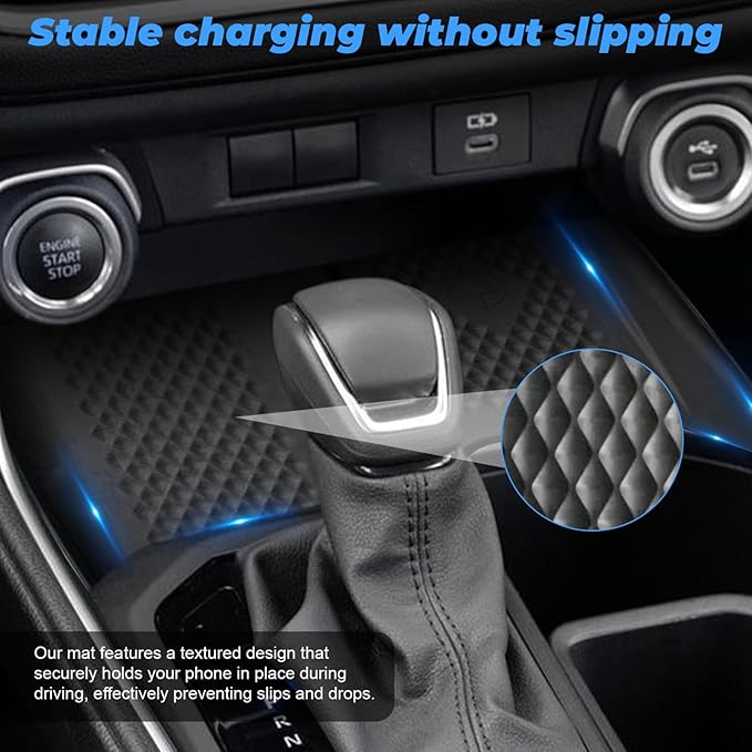 Wireless Charging Anti-Slip Mat Compatible with Toyota Grand Highlander Accessories 2026 2025 2024，Black Silicone Protective Pad Liner Compatible with Grand Highlander