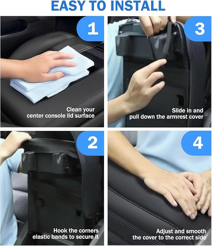 Center Console Cover for Chevy Silverado & GMC Sierra 2019-2025, Tahoe & Suburban & Yukon 2021-2025 Accessories, Leather Middle Armrest Console Cover Elbow Rest Cushion Pad, Bucket Seat Console Only