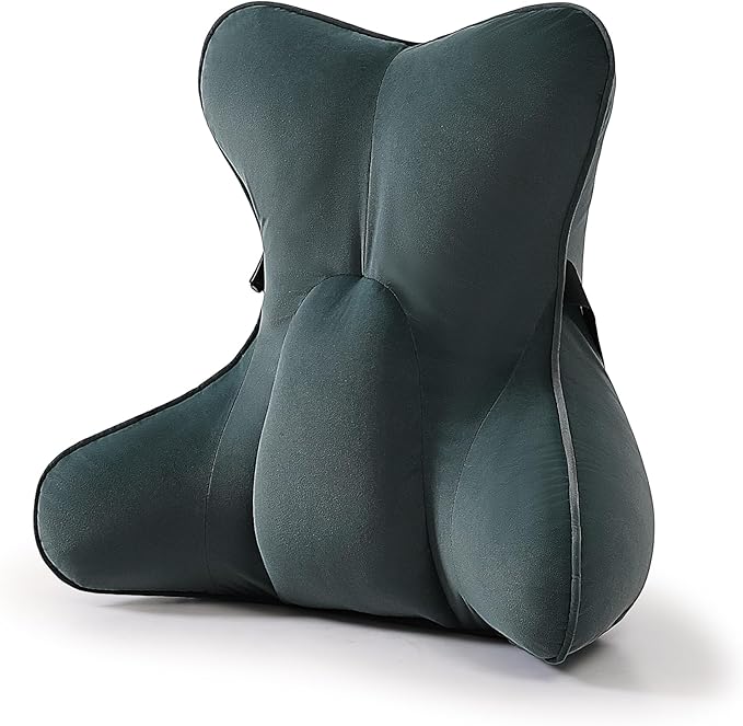 Lumbar Support Pillow(Pat. Pend) for Lower Back Pain Relief – Multi-Functional Ergonomic Lumbar Cushion, Reading Pillow for Office Chair, Car Seat & Sofa,Charcoal Gray